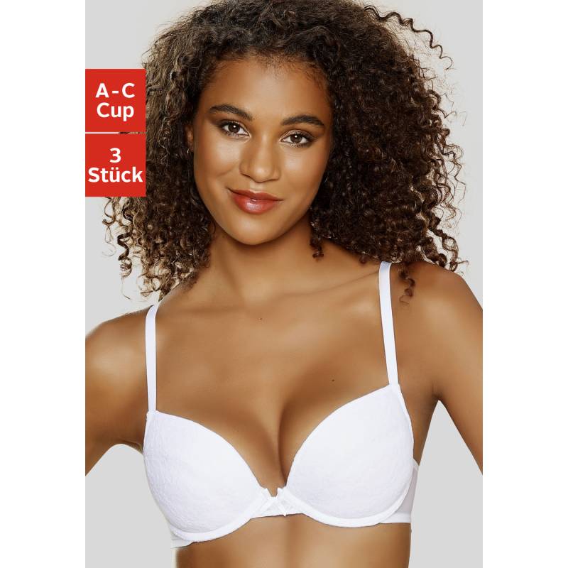 PETITE FLEUR Push-up-BH Damen 2xweiß+1xschwarz Gr.80A von PETITE FLEUR