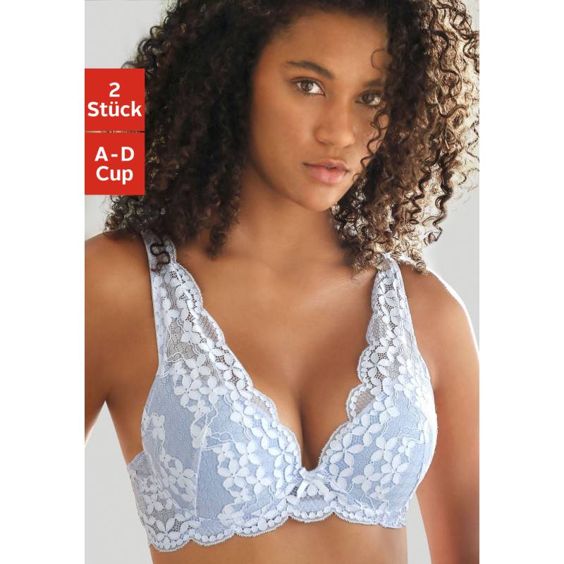 PETITE FLEUR Push-up-BH Damen himmelblau+creme Gr.85B von PETITE FLEUR