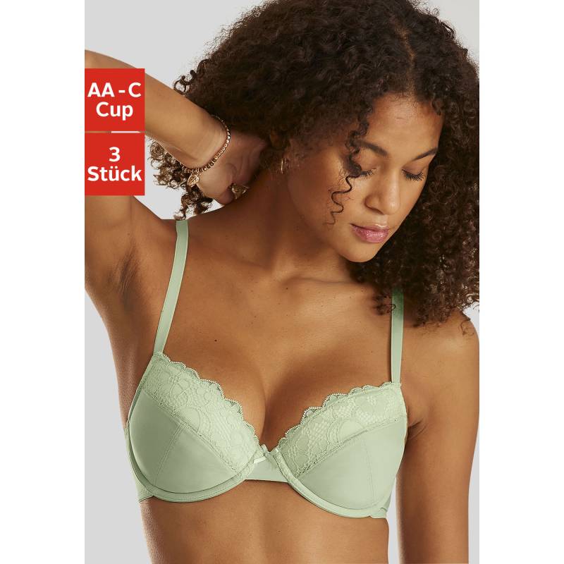 PETITE FLEUR Push-up-BH Damen khaki+hellgrün+mango Gr.75B von PETITE FLEUR