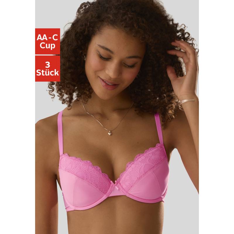 PETITE FLEUR Push-up-BH Damen pink+schwarz+weiß Gr.70A von PETITE FLEUR