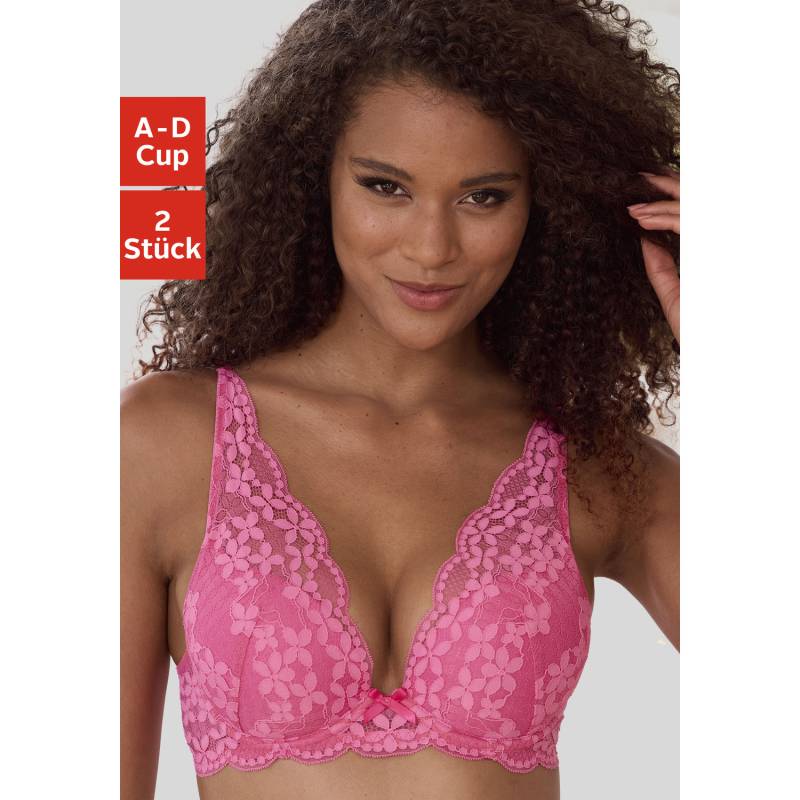 PETITE FLEUR Push-up-BH Damen pink+weiß Gr.85C von PETITE FLEUR