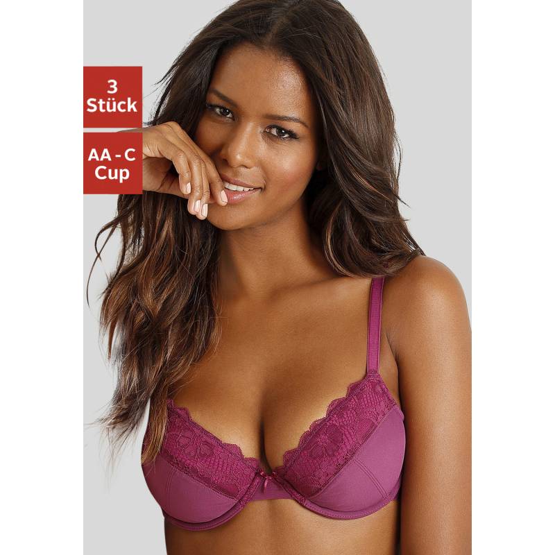 PETITE FLEUR Push-up-BH Damen schwarz+creme+beere Gr.80B von PETITE FLEUR