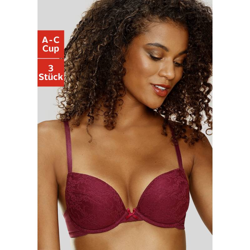 PETITE FLEUR Push-up-BH Damen weiß+rosé+brombeer Gr.70C von PETITE FLEUR