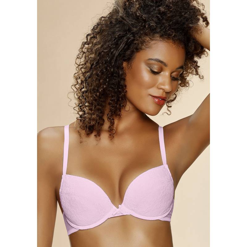 PETITE FLEUR Push-up-BH Damen weiß+rosé+brombeer Gr.80A von PETITE FLEUR