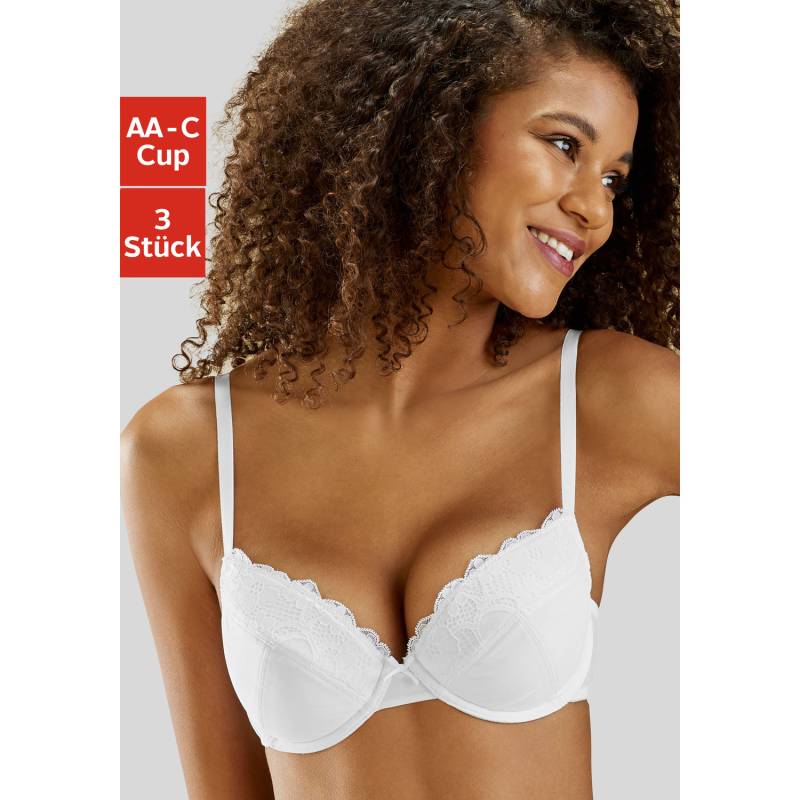 PETITE FLEUR Push-up-BH Damen 2xweiß+1xschwarz Gr.75B von PETITE FLEUR