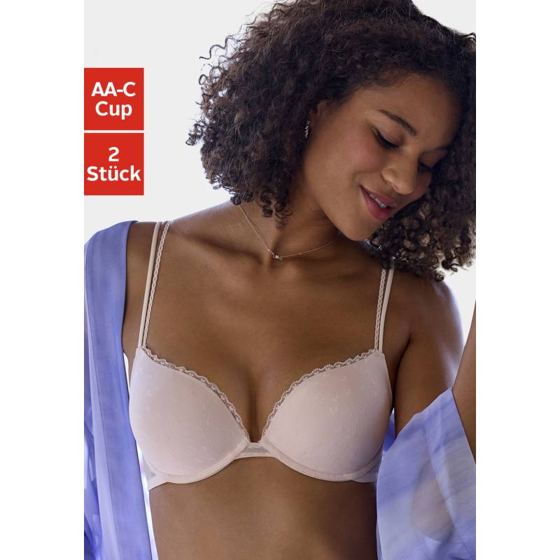 PETITE FLEUR Push-up-BH Damen weiß + puder Gr.90C von PETITE FLEUR