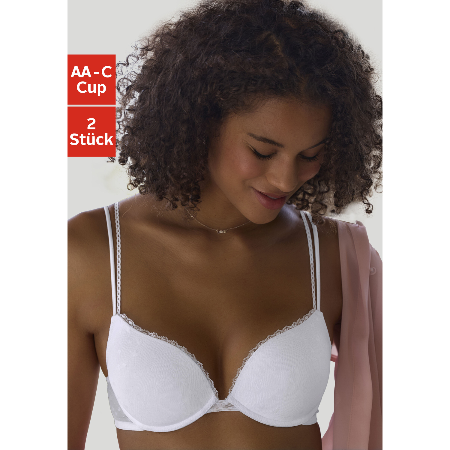 PETITE FLEUR Push-up-BH Damen weiß + schwarz Gr.75C von PETITE FLEUR