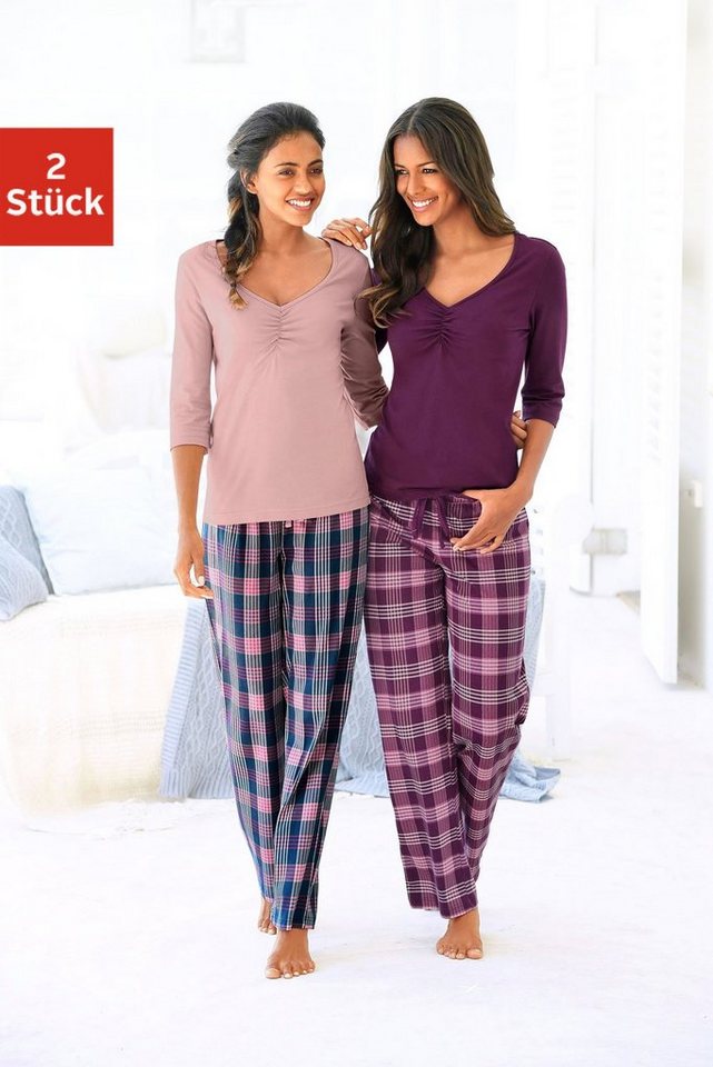 Vivance Dreams Pyjama (4 tlg., 2 Stück) mit karierter Hose von Vivance Dreams