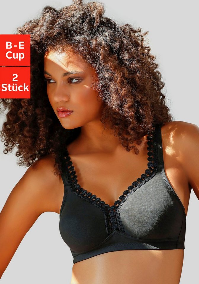 petite fleur Soft-BH (Packung, 2 Stück) ohne Bügel, mit dekorativer Zierkante von petite fleur