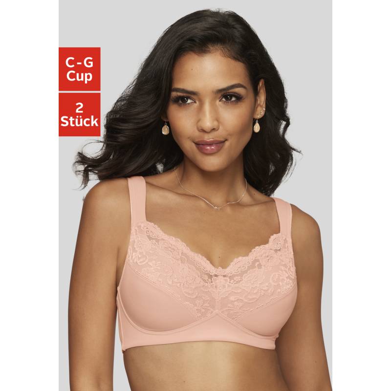 PETITE FLEUR Soft-BH Damen pfirsich+weiß Gr.100F von PETITE FLEUR