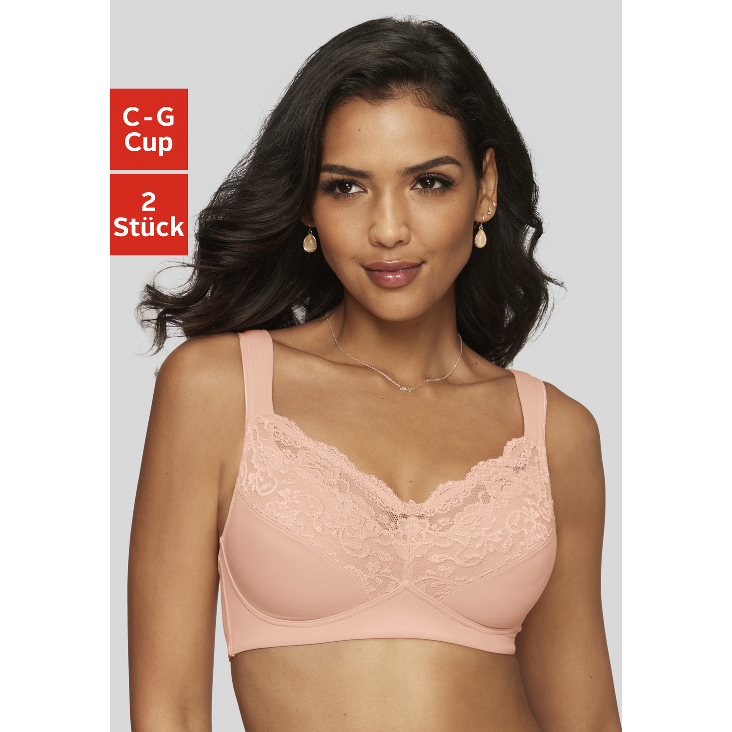 PETITE FLEUR Soft-BH Damen pfirsich+weiß Gr.85F von PETITE FLEUR