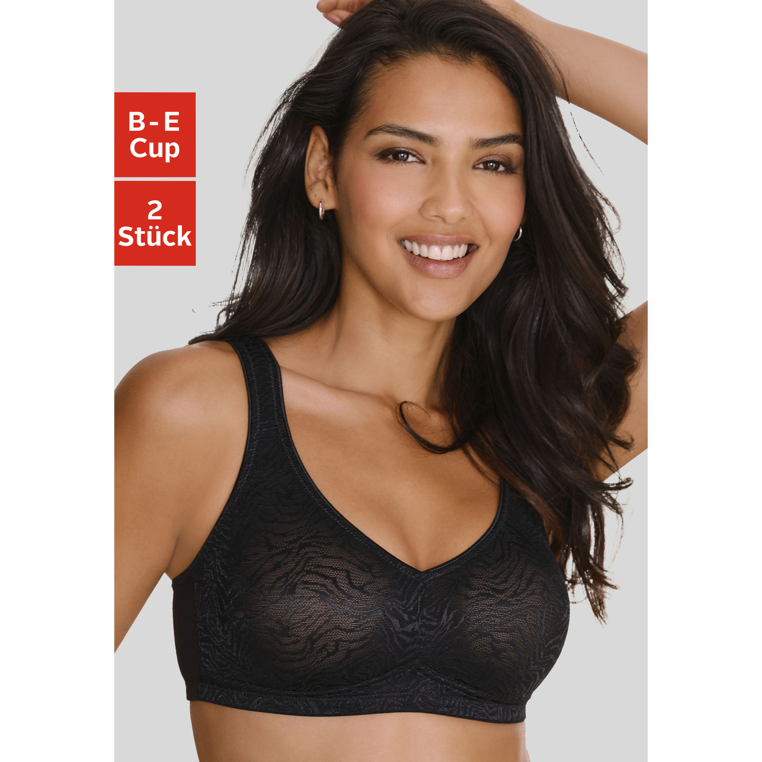 PETITE FLEUR Soft-BH Damen schwarz + weiß Gr.80E von PETITE FLEUR
