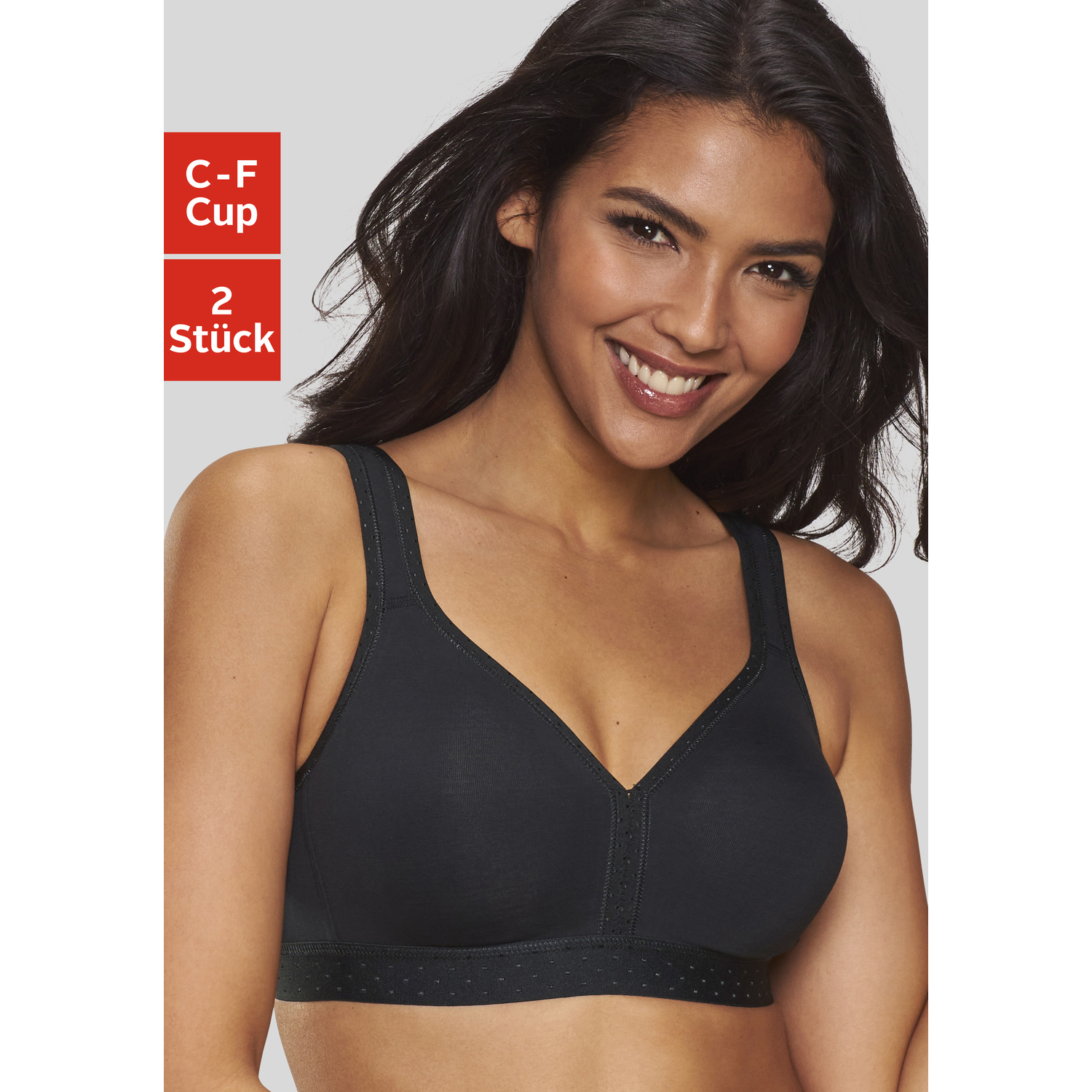 PETITE FLEUR Soft-BH Damen weiß+schwarz Gr.85C von PETITE FLEUR