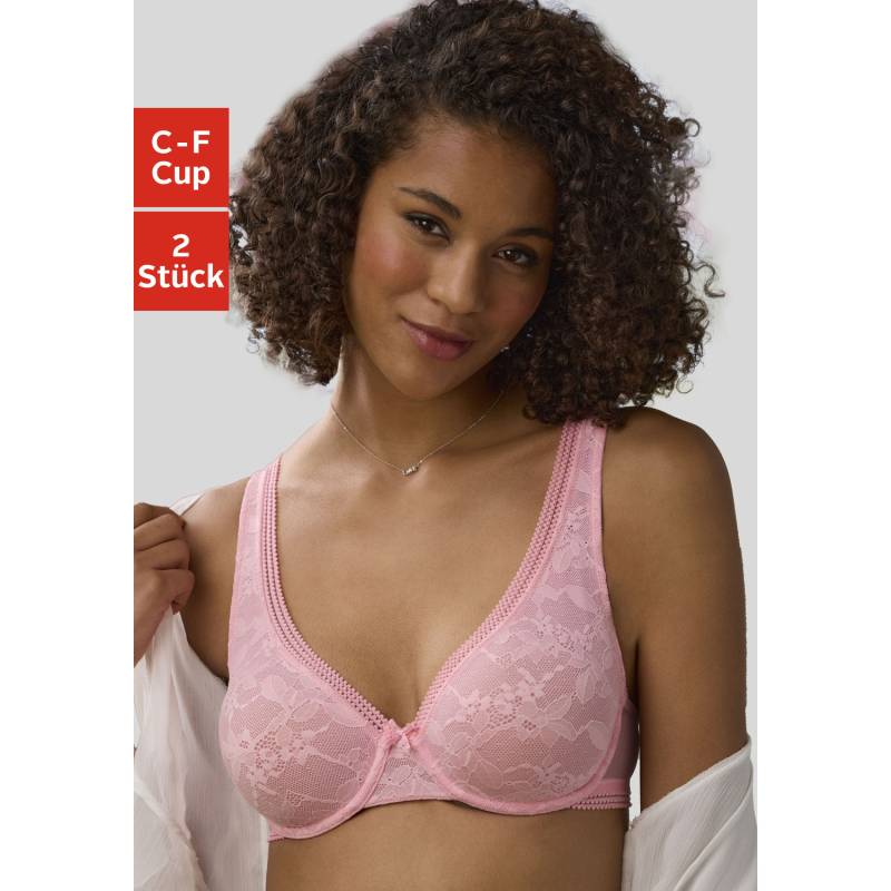 PETITE FLEUR T-Shirt-BH Damen rosé + weiß Gr.70D von PETITE FLEUR