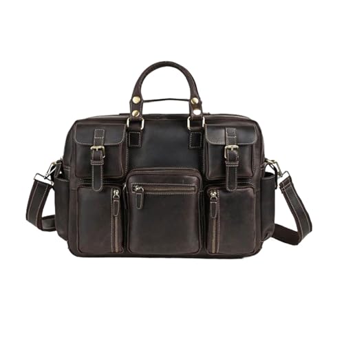 PETLICCD Gepäck Reisetaschen Messenger Schultertaschen Herren Handtaschen Laptoptaschen Retro Echtleder Aktentaschen(Brown) von PETLICCD