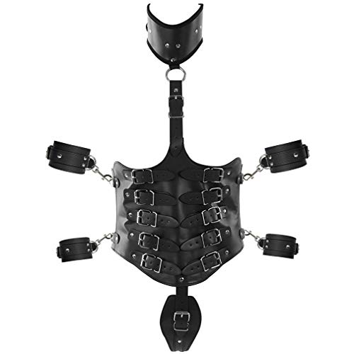 Damen Ganzer Körper Leder Harness Strumpfband Set Körper Geschirr Punk Gothic Brust Gürtel Gothic Bundle Rock Geschirr Leder BD (Schwarz) von PETMHS