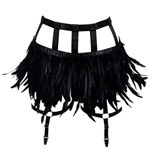 Damen Sheer Oberschenkel Strapsstrümpfe Bein Harness Straps Punk Goth Strumpfgürtel und Hosenträger Gürtel einstellbar aushöhlen Bein Schenkel Club Party Dance Festival (Weiß) (Schwarzer Diebstahl) von PETMHS