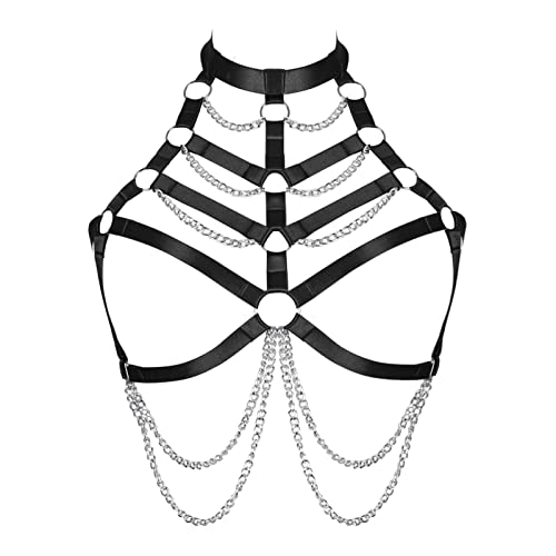 PETMHS Damen Body Harness Dessous Riemchen Brustkäfig Harness BH aushöhlen Körper Punk Gothic Charm Tops Gürtel Rave Kleidung (Schwarz157) von PETMHS