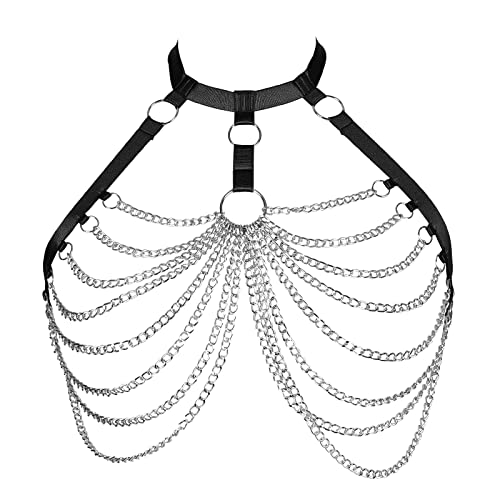 PETMHS Damen Body Harness Dessous Riemchen Brustkäfig Harness BH aushöhlen Körper Punk Gothic Charm Tops Gürtel Rave Kleidung (Schwarz168) von PETMHS