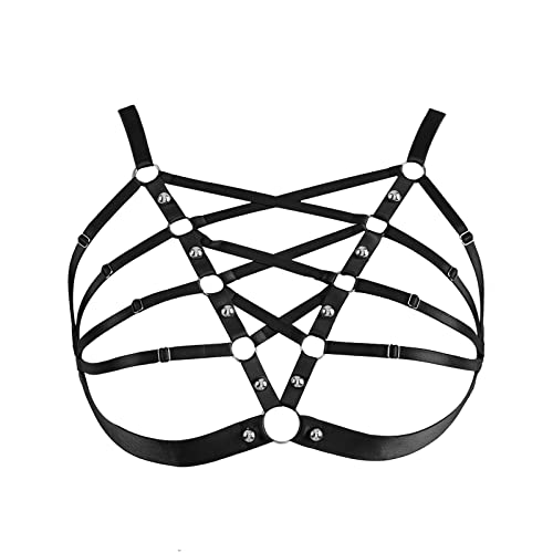 PETMHS Damen Body Harness Dessous Riemchen Brustkäfig Harness BH aushöhlen Körper Punk Gothic Charm Tops Gürtel Rave Kleidung (Schwarz238) von PETMHS
