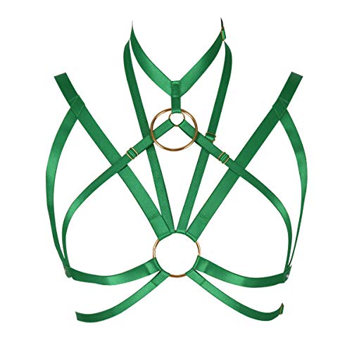 PETMHS Damen Harness Straps Elastic Harness Brust Geschirre Käfig Büstenhalter Knechtschaft BH Ganzer Körper Cage Bra (Grün) von PETMHS