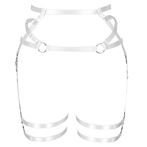 PETMHS Damen Pentagram Harness Strumpfband Gürtel Punk Bein Taille Riemen Dessous Justieren Oberschenkel Strümpfe Body Caged Gürtel (Weiß) von PETMHS