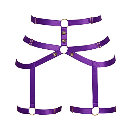 PETMHS Damen Punk Harness Strumpfband Gürtel Strümpfe Bein Taille Körper Käfig Strap Rahmen Dessous Goth Club Party Rave Wear, violett, One size von PETMHS