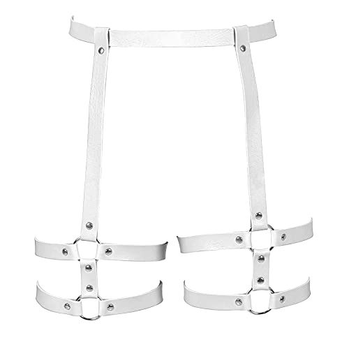 PETMHS Damen Punk Leder Käfig Taille Bein Strumpfgürtel Gürtel Körpergeschirr Dessous Mehrlagig Ketten Strand Mode Charm Körper (Weiß) von PETMHS