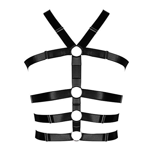 PETMHS Herren Punk Strappy Harness Tops Cage Chest Half Harnessess Verstellbare EDC Brennender Dance Rave Festival Kostüme (Schwarz) von PETMHS
