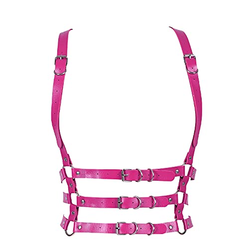PETMHS Punk Leder Körperketten Quaste Schwarz Gürtel Kette Strand Körper Kette BH Mode Harness Charm Körper Zubehör Schmuck für Frauen und Mädchen (Rosa) von PETMHS