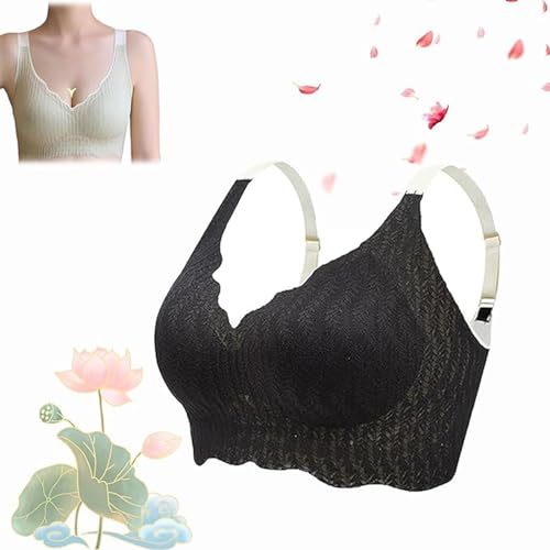 Elrosoy Jelly Gel Shaping Bra,Jelly Gel Bra,Posture Correction Bra,Comfort All Day Tender Care Jelly Gel Shaping Bras,Wireless Push-Up Comfort Breathable Bra for Women Black-3XL von PETSBURG