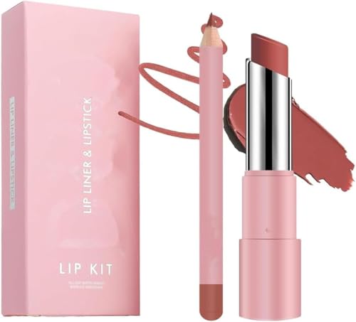 Genli Lifter Glaze Oil Balm,Genli Lip Balm Lipstick,Two-in-One Set Lip Liner with Non-stick Cup Long-Lasting Waterproof Matte Lipstick Set, for All Skin Types (01#) von PETSBURG
