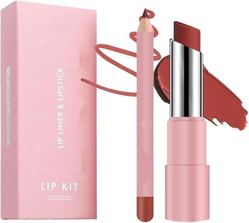 Genli Lifter Glaze Oil Balm,Genli Lip Balm Lipstick,Two-in-One Set Lip Liner with Non-stick Cup Long-Lasting Waterproof Matte Lipstick Set, for All Skin Types (02#) von PETSBURG