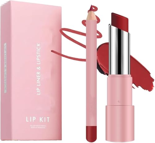 Genli Lifter Glaze Oil Balm,Genli Lip Balm Lipstick,Two-in-One Set Lip Liner with Non-stick Cup Long-Lasting Waterproof Matte Lipstick Set, for All Skin Types (04#) von PETSBURG