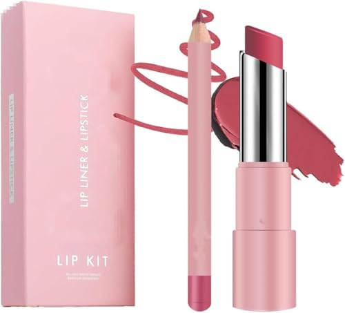 Genli Lifter Glaze Oil Balm,Genli Lip Balm Lipstick,Two-in-One Set Lip Liner with Non-stick Cup Long-Lasting Waterproof Matte Lipstick Set, for All Skin Types (05#) von PETSBURG