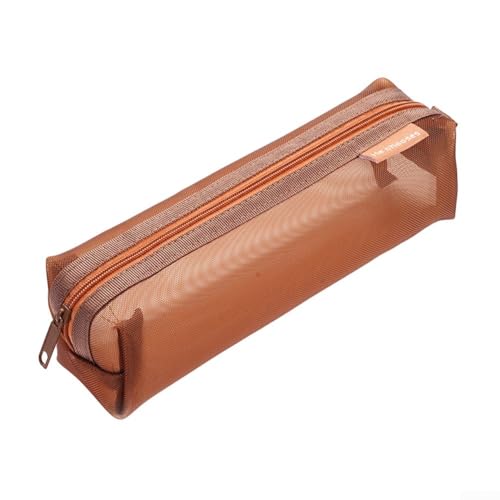 PETSTIBLE Mehrzweck-Stifttasche aus Nylon-Netz, ideal für die Organisation von Schreibwaren, Make-up oder kleinen Accessoires, braun von PETSTIBLE