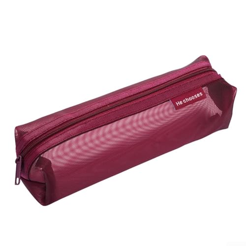 PETSTIBLE Mehrzweck-Stifttasche aus Nylon-Netz, ideal für die Organisation von Schreibwaren, Make-up oder kleinen Accessoires, rot von PETSTIBLE