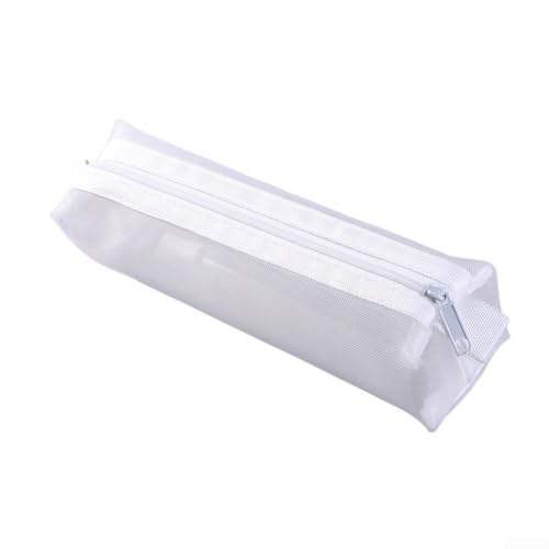PETSTIBLE Mehrzweck-Stifttasche aus Nylon-Netz, ideal für die Organisation von Schreibwaren, Make-up oder kleinen Accessoires, weiß von PETSTIBLE