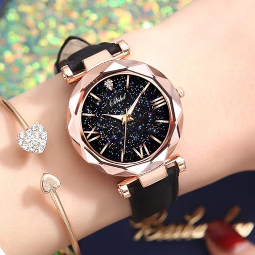 PETSTIBLE Trendige Uhr für Damen mit mattiertem Gürtel und zuverlässigem Uhrwerk für präzises Timing, Wie abgebildet, Schwarz von PETSTIBLE