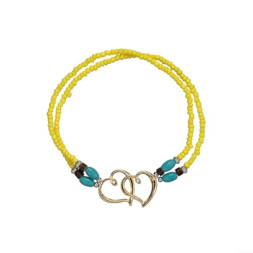 XY-3520 Fußkettchen, modisches türkisfarbenes Reisperlen-Fußkettchen mit doppellagigem Elastikband, für den Urlaub von PETSTIBLE