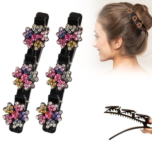 Funkelnde Kristallstein-geflochtene Haarspangen, 2024 neue geflochtene Haarspangen für Frauen, funkelnde geflochtene Haarspangen, glänzende, elegante Haarstyling-Clips, Frauen Kristallstein, von PETUPS