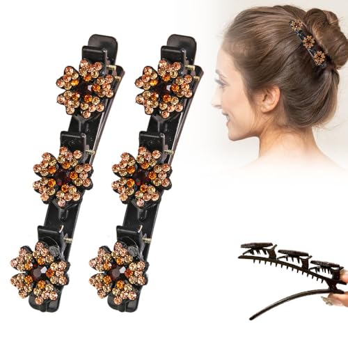 Glitzernde geflochtene Haarspangen mit Kristallstein, 2024 neue geflochtene Haarspangen für Frauen, funkelnde geflochtene Haarspangen, glänzende, elegante Haarstyling-Clips, Frauen Kristallstein, von PETUPS