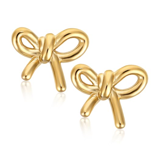 2 Stück Gold Schleifen Ohrringe, Elegant Goldene Schleifen Ohrringe Schleifenschmuck Gold Schleifenohrringe Mode-Statement-Schmuck für Frauen Mädchen Geburtstagsgeschenke von PEUTIER