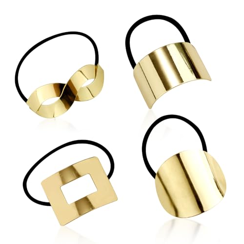4 Stück Haargummis aus Metall für Pferdeschwanz, Haarmanschette Haargummis aus Metall Goldene Ellipse Elastische Haarbänder Retro-Temperament-Stirnband Haar-Accessoires für Damen 4 Stück Haargummis aus Metall für Pferdeschwanz, Haarmanschette Haargummis aus Metall Goldene Ellipse Elastische Haarbänder Retro-Temperament-Stirnband Haar-Accessoires für Damen von PEUTIER