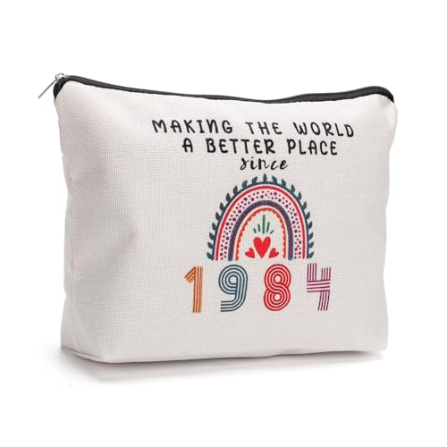 Geschenke zum 40. Geburtstag für Frauen, 26,5 x 18 cm Schminktäschchen zum 40. Geburtstag Reißverschluss-Design Kosmetiktäschchen Leinen Schminktäschchen für die Beste Freundin von PEUTIER
