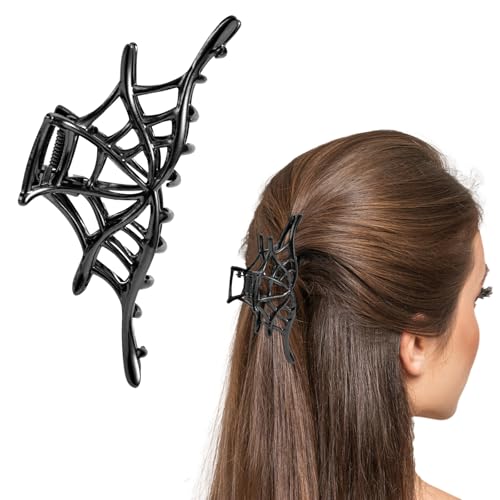 Halloween Haarspangen, Horror Haarspangen Gothic Haarspangen Haarnadel Metall Haarschmuck Schwarz Halloween Haarschmuck Dekoration für Frauen Mädchen (Spinnennetz) von PEUTIER