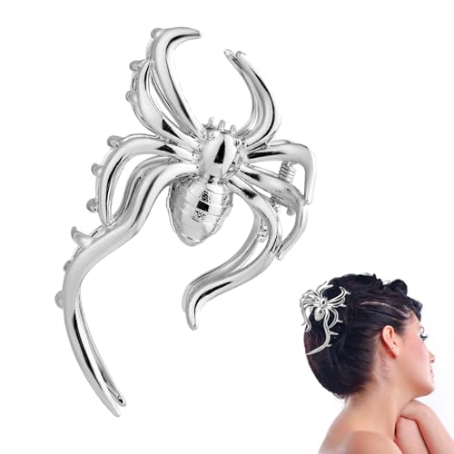 Halloween Spinne Haarspangen, Horror Spinne Haarspangen Gothic Haarspangen Haarnadel Metall Haarschmuck Silber Halloween Haarschmuck Dekoration für Frauen Mädchen von PEUTIER