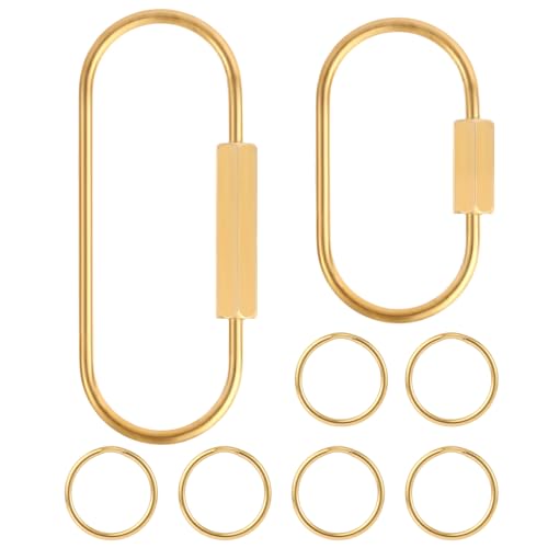PEUTIER 2 Stück Schlüsselanhänger mit Schraubverschluss aus Messing, mit 6 Schlüsselringen aus Messing Universelle Schlüsselanhängerclips aus Messing Autoschlüsselanhänger für Männer und Frauen von PEUTIER
