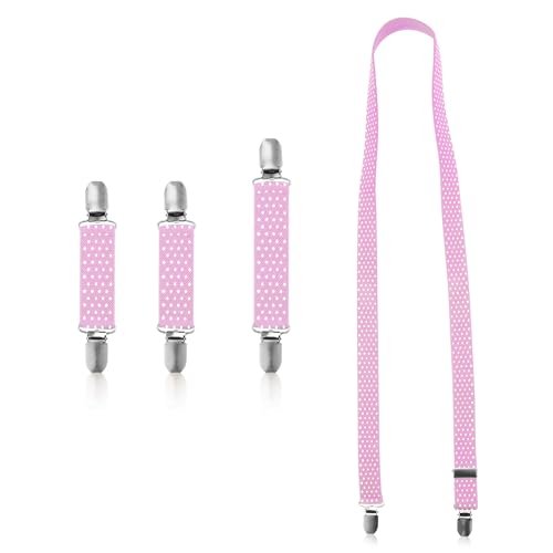 PEUTIER 4stk Fäustlinge Clips und Hut-Clip, Elastischer Edelstahl Winter Handschuh Clips Handschuh-Befestigungsclips Fäustling-Halter-Schnur-Befestigungsgurte für Kinder Erwachsene (Rosa) von PEUTIER