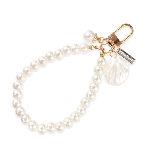 PEUTIER Perlen Handyanhänger, Handschlaufe Anti-Verlust Handy-Kettenband Muschelperle Telefonarmband Süß Telefon-Armband-Schlüsselanhänger Geldbörse Rucksack Anhänger für Frauen Mädchen Geschenk von PEUTIER